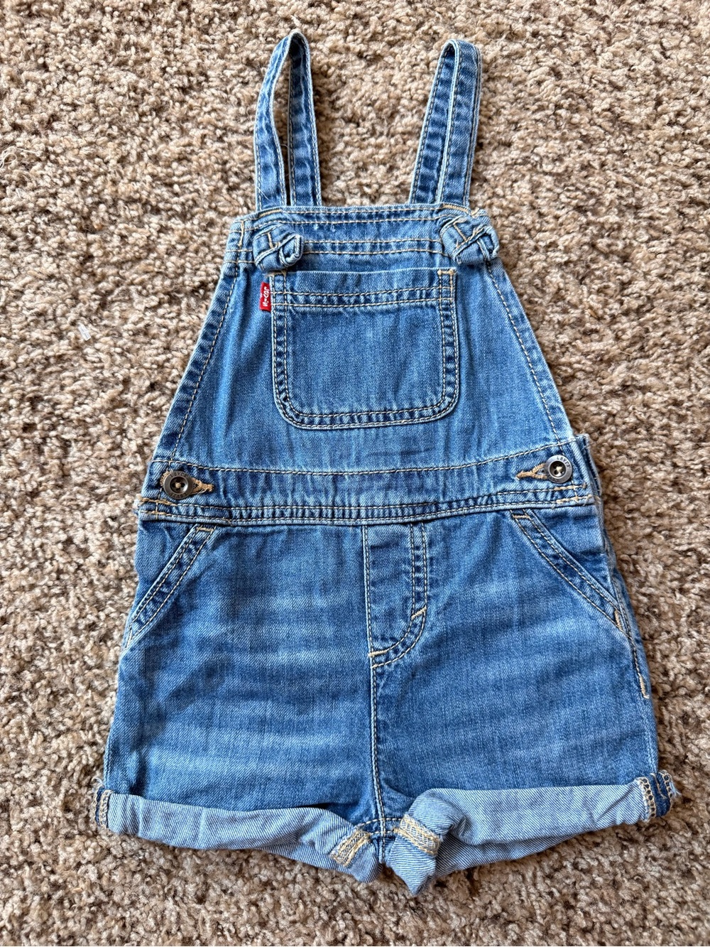 Levi's Light Blue Denim Short Overalls for Kids